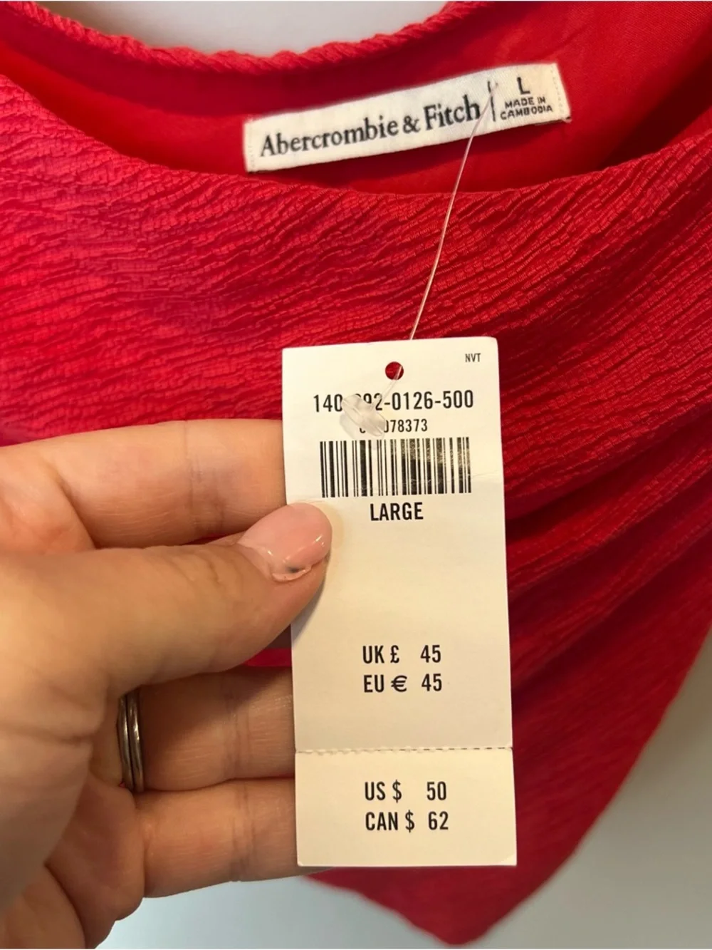 NWT Abercrombie & Fitch Women's Two Piece Red One-Shoulder Maxi Skirt Set - L